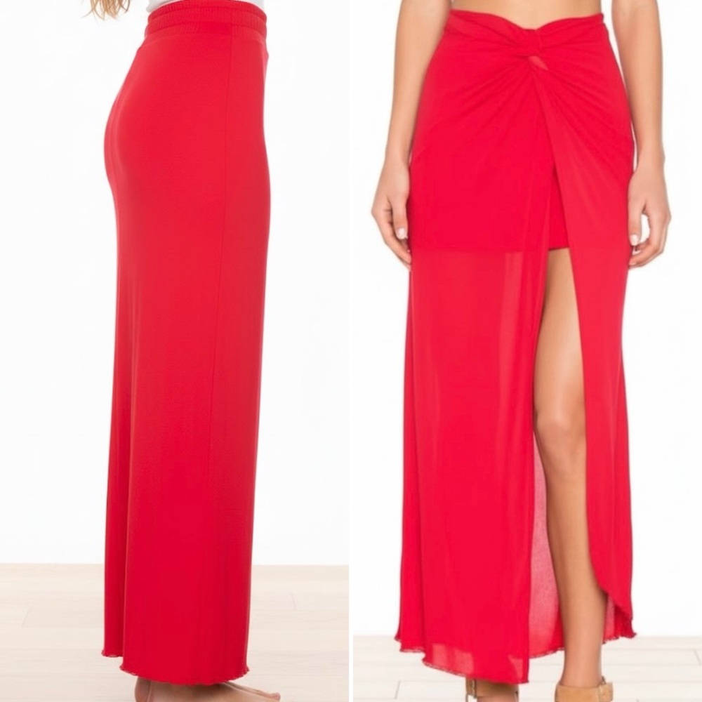 NWT NEW WITH TAGS YOUNG FABULOUS BROKE KULANI TIE KNOT SLIT RED FIRE SMALL SKIRT